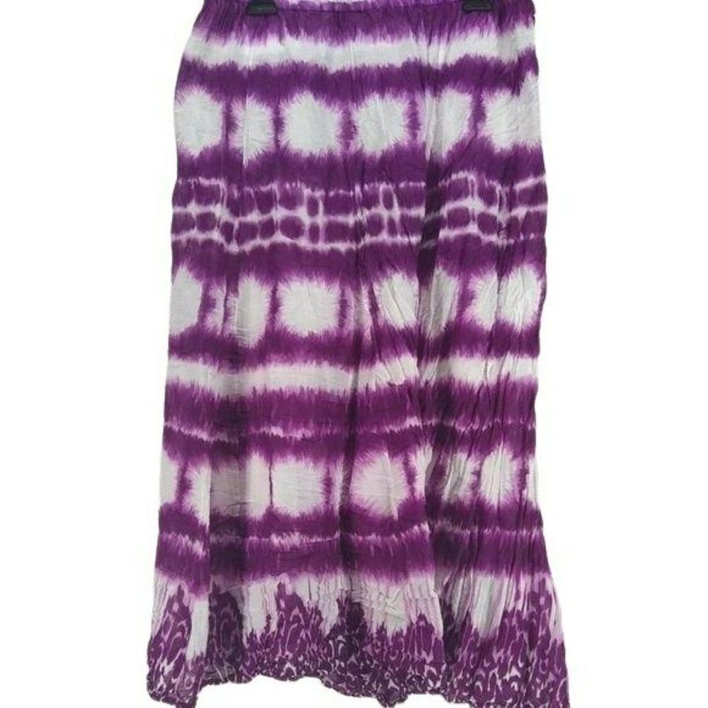 John Paul Richard Women's Tie Dye Purple Boho Maxi Skirt Size Large